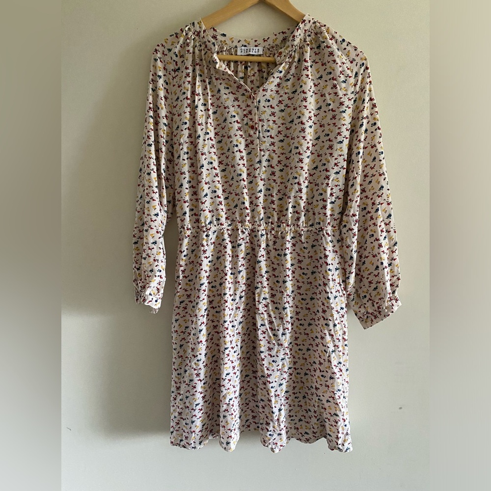 Claudie Pierlot Floral Silk Cinched Waist Midi Dress